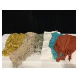 GOLD INFINITY SCARF, COTTON WITH DOTS AND FRINGE,
