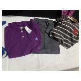 NEW POLO SHIRTS WITH TAGS, ZIP FRONT SHIRT ETC.