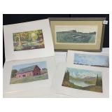 FRAMED AND DOUBLE MATTED PICTURE OF BOAT, 18X12