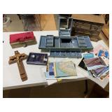 JEWELRY BOXES. PLASTIC CANVAS, CROSS, GULF MAPS,