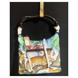 SHARIF NEW LEOPARD HAND PAINTED PURSE