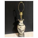 DRAGON MOTIF LAMP WOOD BASE RAISED DESIGN