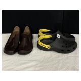 STEELERS CROCS W10 M8, ROCKPORT LEATHER LOAFERS