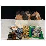 YARN, INSTRUCTION BOOKS, KNITTING NEEDLES AND