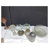 MUFFINEER, DINNER BELL, POTTERY, SALT, SUGAR, TWO