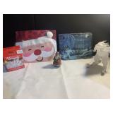 SANTA BAG, SLATE HAND PAINTED, 100 LIGHTS, SANTA