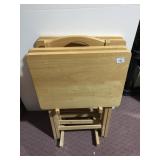 SET OF 4 TV TRAY TABLES WITH STAND