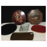 SERVING TRAYS, ONE CERAMIC WITH ASIAN THEME