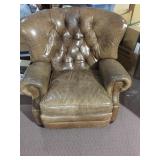 LEATHER MANUAL RECLINER WITH TACK TRIM