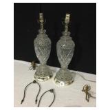 PAIR OF MATCHING GLASS LAMPS, 21"