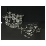 CRYSTAL EPERGNE CANDLE HOLDER WITH HANGING