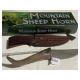 MOUNTAIN SHEEP HORN KNIFE, BW CUSTOM MARKED ON