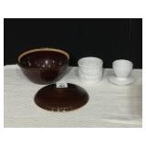 BUTTER BELL AND MADE IN THE USA STONEWARE COVERED