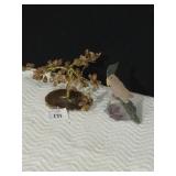 GEM TREE AND CARVED BIRD ON AMETHYST