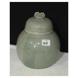 HANDMADE GINGER JAR, SIGNED ON BOTTOM, 10X8