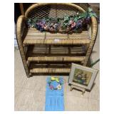 THREE SECTION WICKER LIKE SHELF ARTIFICIAL