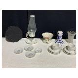 MAYER CHINA TEACUPS, HAND PAINTED FLORAL CROCK,