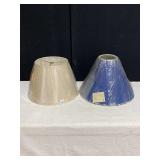 PAIR OF LAMP SHADES, NEW IN PLASTIC, BLUE
