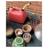 ROSEVILLE PLANTER, GAS CAN, FIRE COOKER