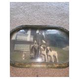 CONVEX GLASS FRAME W/ VINTAGE RACCOON PICTURE;