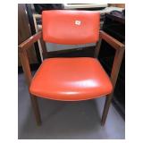 MCM ORANGE VINYL SEAT CHAIR SMALL SLIT ON BACK