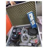 MICROPHONE STANDS, CABLES IN METAL CASE