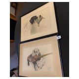 DOG W/ PHEASANT PRINT SIGNED LOWER RIGHT - 15.5 X