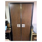WOOD GRAIN FRONT 2 DOOR STEEL STORAGE CABINET W/