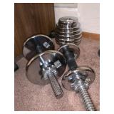 BARS W/ WEIGHTS INCLUDING 4- 2.5, 4- 5 LB. -