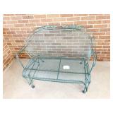 GREEN IRON LOVE SEAT GLIDER WITH PAD