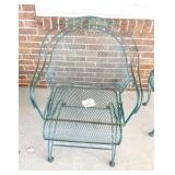 GREEN IRON BOUNCING ROCKING PATIO CHAIR