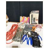 EXTENSION CORD, PLIERS, WRENCHES, NAILS, LIGHT