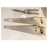 2 HAND SAWS, TRIMMERS