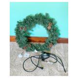 LIGHTED CHRISTMAS WREATH WITH HOOK AND TIMER, 23"