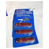 3 POCKET KNIVES, NEW IN PACKAGE, 6 FUNCTIONS