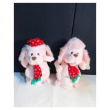 PAIR OF PINK PLUSH POODLES, BATTERY OP, WILL NEED