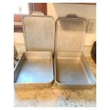 2 MIRROR ALUMINUM RECTANGULAR PANS WITH LIDS