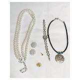 FAUX PEARL NECKLACE AND CLIP ON EARRINGS (ONE