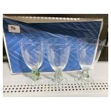 SET OF 10 WATER GOBLETS WITH TEAL BALL BASE