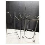 TWO TRAY STAND BASES, 1 OVAL, SQ. ONE FOLDS