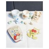 1980 RUBBER PAC MAN, MILK GLASS SINCLAIR DINOSAUR