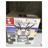 BRUSHED STAINLESS STEEL FONDUE SET BY ROSHCO