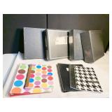 EMPTY USED 3" BINDERS, NEW NOTEBOOKS AND 1"