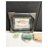 BUDHA GLAZED POTTERY DISH, INCENSE, DOG IN