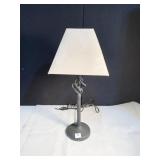METAL SWIRL BASE SIDE TABLE LAMP WITH FLORAL
