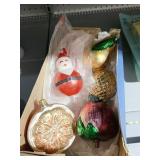 4 BLOWN GLASS FRUIT CHRISTMAS ORNAMENTS AND ONE