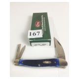 CASE #02837 SEAHORSE BLUE TRIPLE BLADE NOB