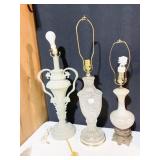 THREE LAMPS W/O SHADES