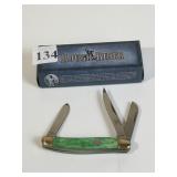 ROUGH RIDER RR004 TRIPLE BLADE GREEN HANDLE NOB