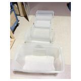 5 CLEAR BINS WITH NO LIDS